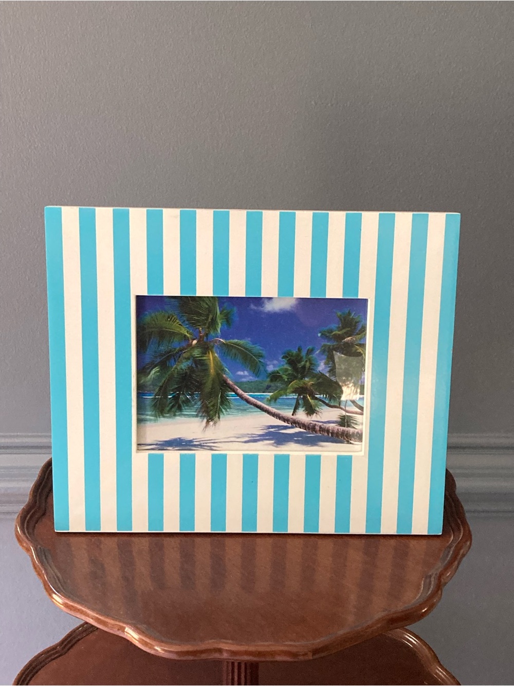 Blue & White Striped Picture Frame